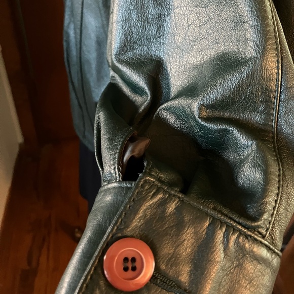 Jessica Ash New York Dark Green Dolman Sleeve Leather Jacket Size Small - Picture 7 of 11